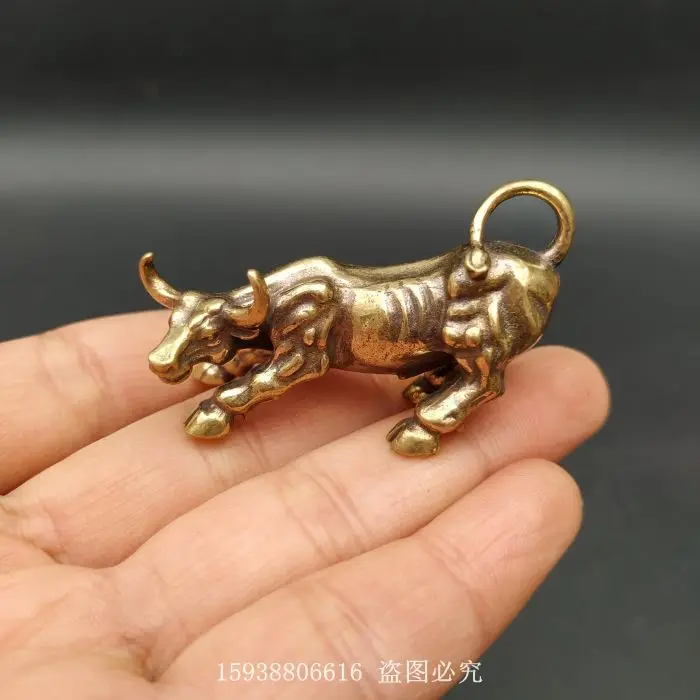 Antique Bronze Ware Antique Collection Antique Pure Brass Zodiac Ox Retro Ox Spirit Soaring Sky Ox Year Festival Mini Ornaments