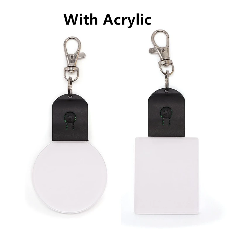 1Pcs Led Acrylic 3D Keychain RGB Colorful Night Light Luminous Pendant Lamp Wedding Christmas Decor Diy Gift Key Ring 2