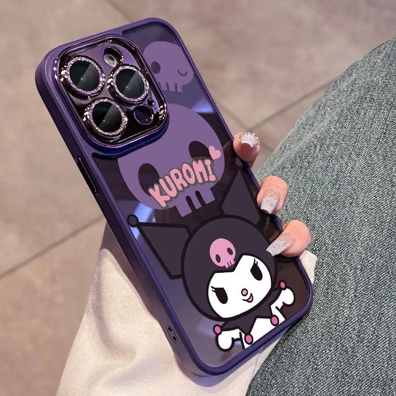 

Sanrio Kawaii Anime Kuromi Phone Case Cute Cartoon Student Decorate Apple Cover Suit for iphone 15 14 Promax Gifts for Kid