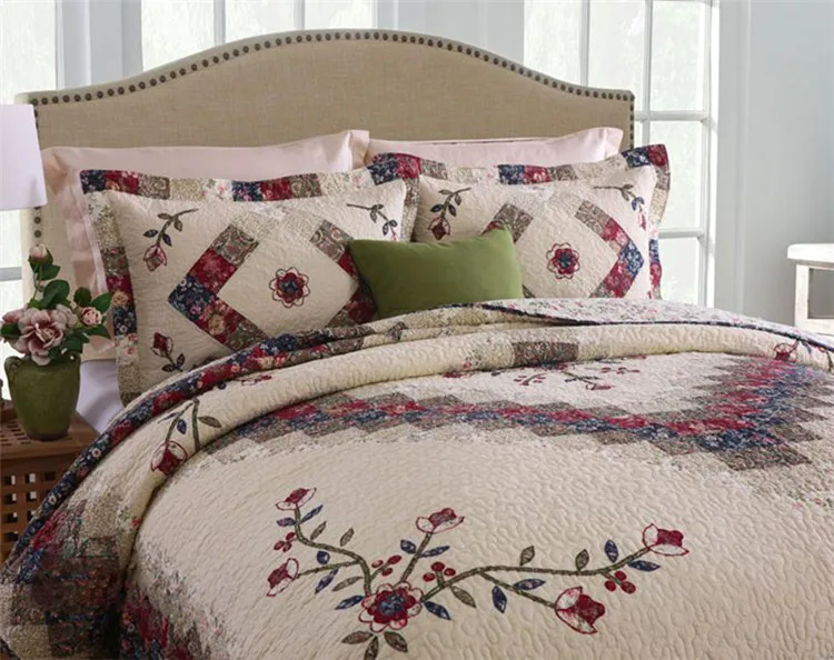 Patchwork-Retro-Baumwoll-Steppdecken-Set, 3-teilig, gesteppte Tagesdecke, Queen-Size-Bettdecke, Decke im Schlafzimmer, Polsterung, Bettdecke, Matratzenauflage – Detail 11