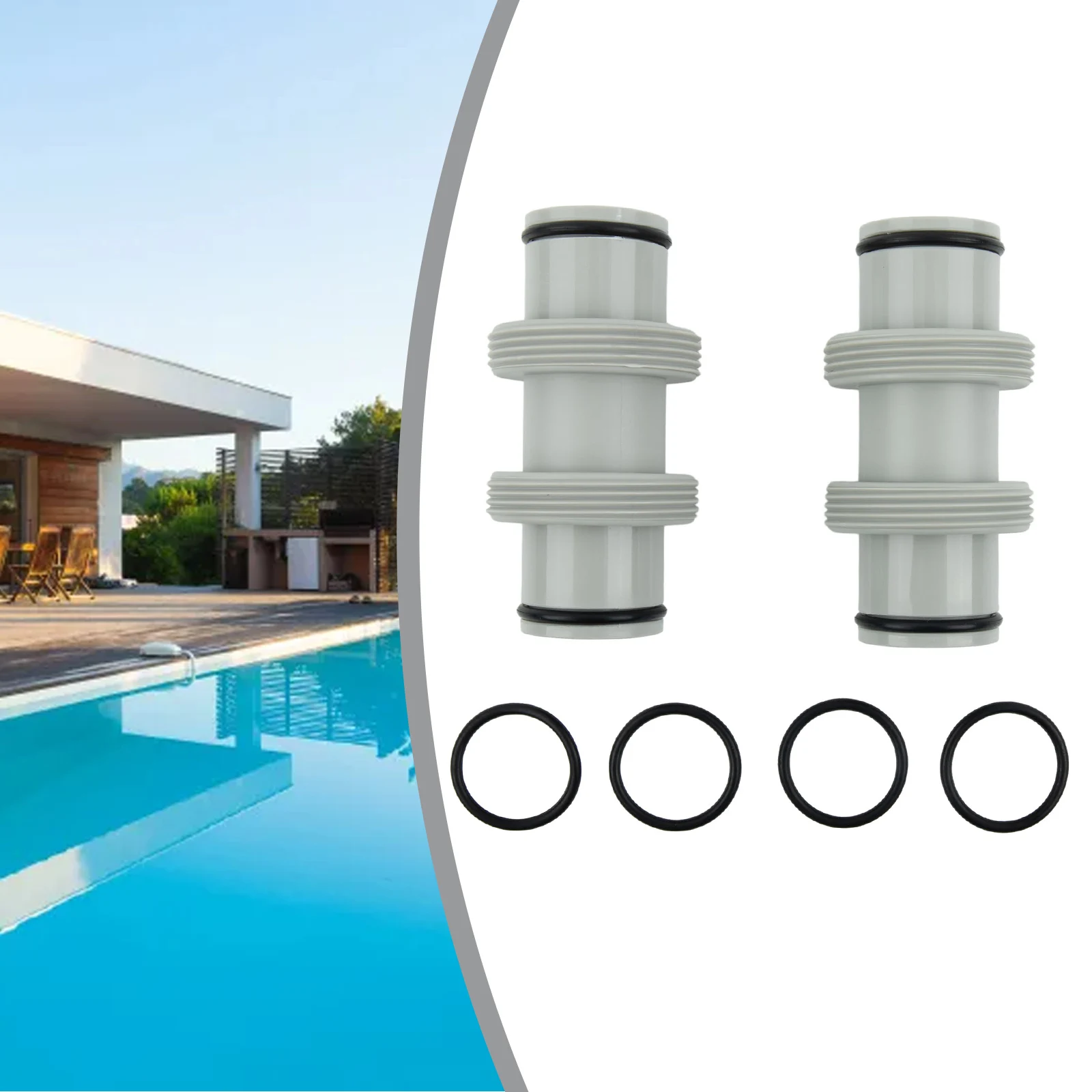 Hose Adapter For Split Hoses Plunger Valve 1.5'' Straight Connector Rubber O Rings Prevent Sun Snow Rain Resistance Pool Parts air valve adapter rubber rings spiral plastic tighter seal valves adapters strong connector accessory boat sports