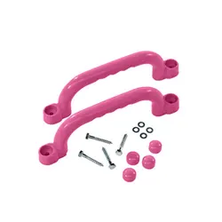 Playground Playhouse Grab Handles - Set of 2 Sturdy Bars for Kids' Jungle Gym and Backyard Treehouse (Pink)