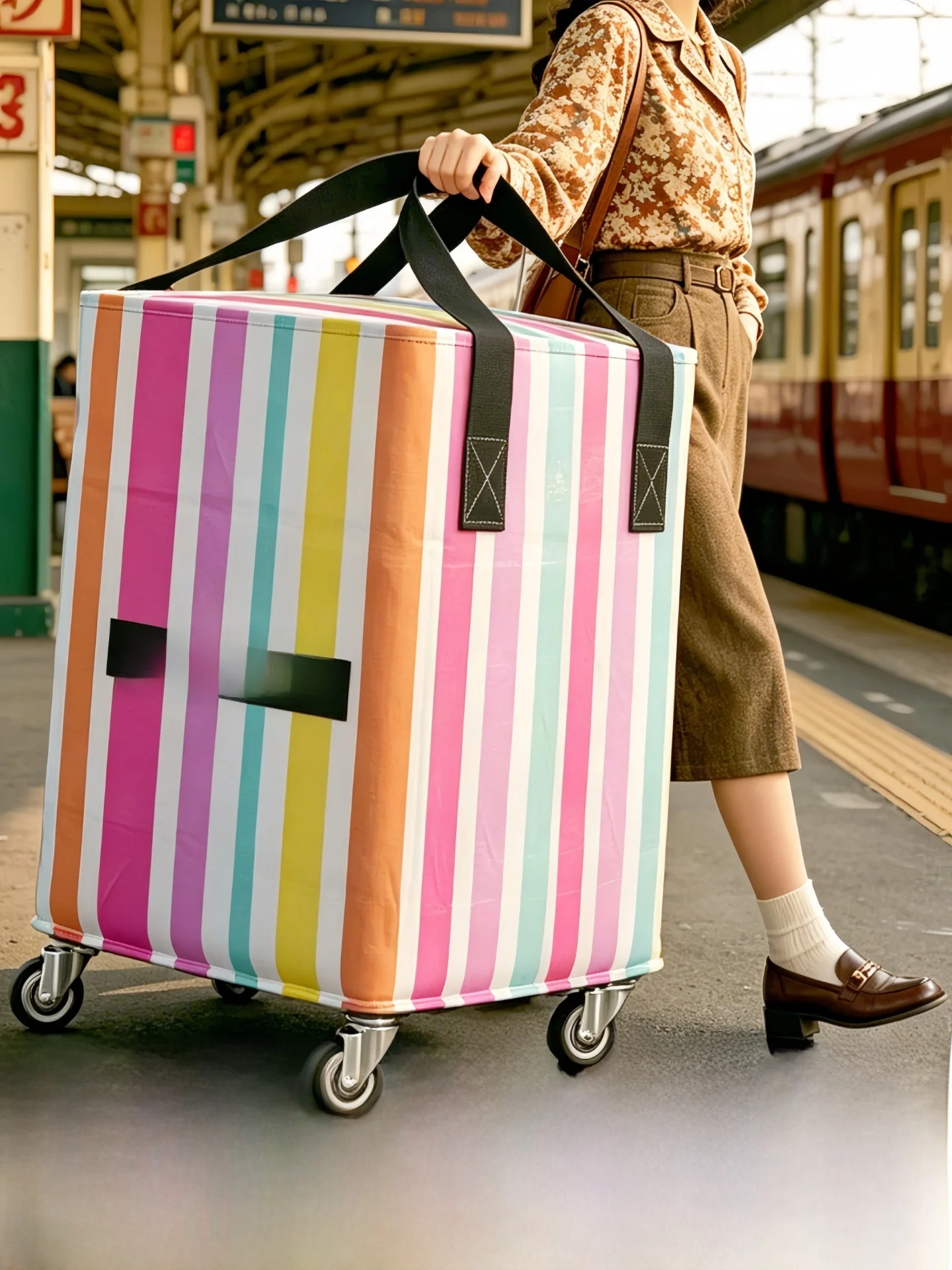 Durable Wear-Resistant Travel Bag with Wheels Moving Home Storage Bag Foldable Luggage Organizer for Business Trips And Vacat...