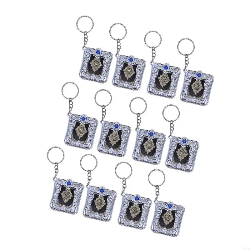 X7XD 12Pcs Gold/Silver Quran Hanging Ornaments Pendants Intricate Made Mini Keychains With Random Color Gemstones