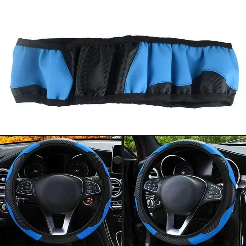 Deluxe Breathable Anti-Slip PU Leather Steering Wheel Cover with Carbon Fiber Design