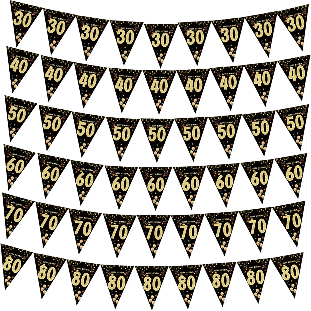 1set 30 40 50 60 Paper Banner Birthday Party Decorations Adult Garland Anniversary Adult Birthday Anniversaire 30age Black Flags birthday streamers birthday banner party decorations