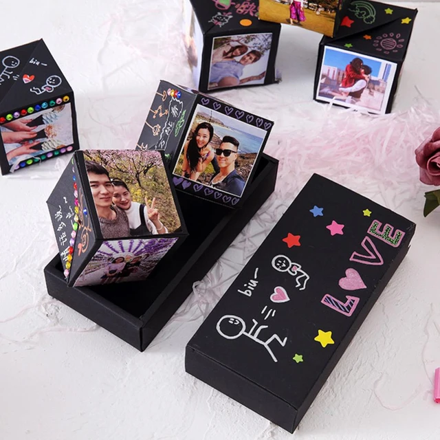  Caja de explosión creativa de 6 caras, álbum de fotos de  memoria de amor, álbum de fotos, álbum de recortes, caja sorpresa para  cumpleaños, aniversario, boda, día de San Valentín, Navidad