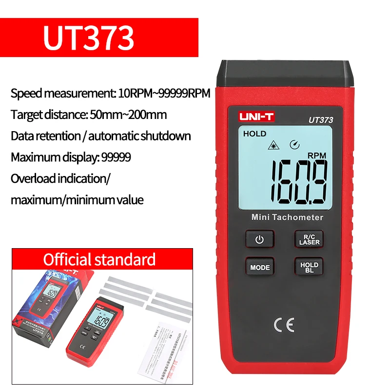 UNI-T UT373 Mini Digital Laser Tachometer Non Contact Universal 99999 RPM Meter Rotational Speed Sensor Tachometer LCD Backlight images - 6