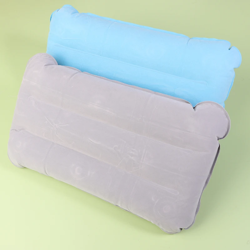 Sleeping Air Pillow Travel Outdoor Hiking Flight Foldable Head Rest Pillow Portable Inflatable Flocking PVC Camping inflatable pillow camping pillow