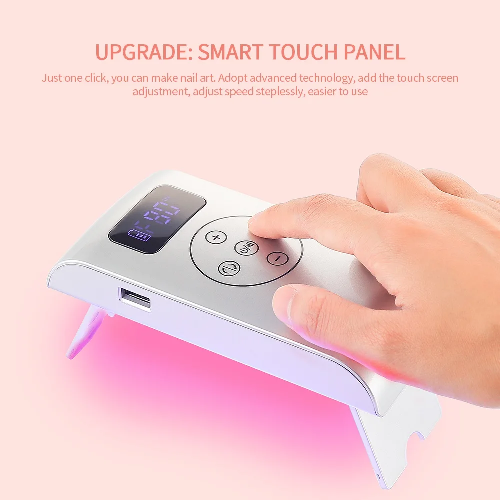 2-IN-1 Nail Drill Pen & Mini Nail Dryer Portable Power Bank 35000RPM Manicure Nail Polisher Red Light Fast Drying LED Nail Lamp