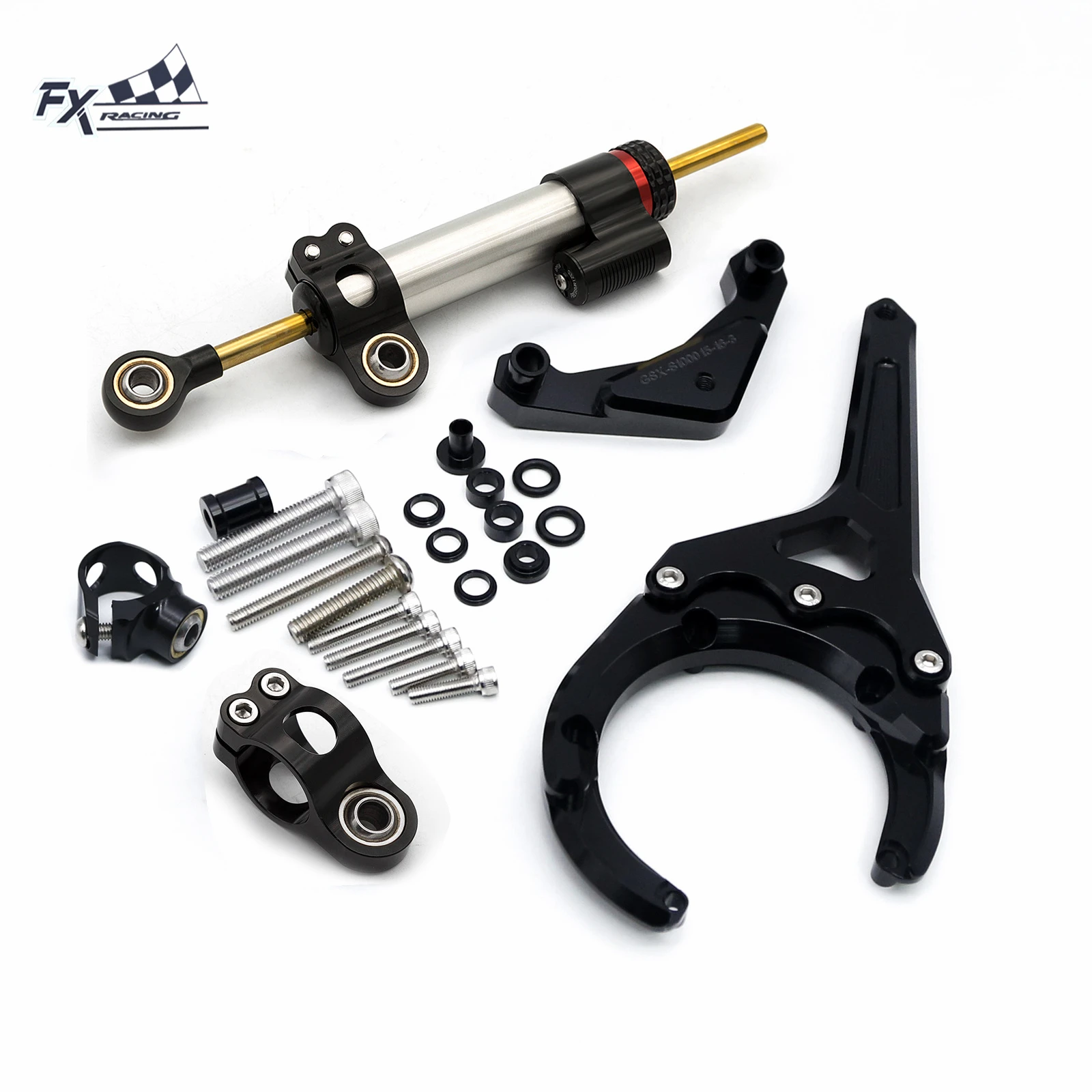 Carbon Steering Damper Stabilizer Bracket Support Mount Kit For Suzuki GSXS GSXS 1000/F