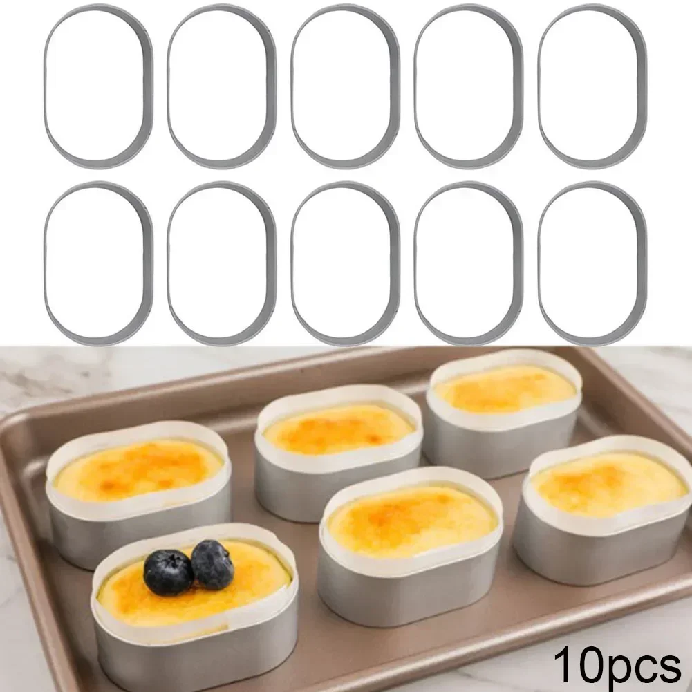 10PCS Baking Mold Mini Aluminium Oval Egg Shape Cheese Cake Rings Half-Cooked Molds Bread Kitchen Baking Tools