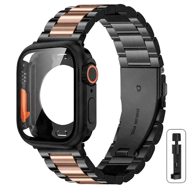 Premium Stainless Steel Watch Strap with Ultra Protective Case