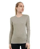 100% Merino Wool Women Base Layer Tops Merino Thermal Underwear Lightweight Long Sleeve Shirt Hiking Wicking Anti-Odor 170G/190G 1