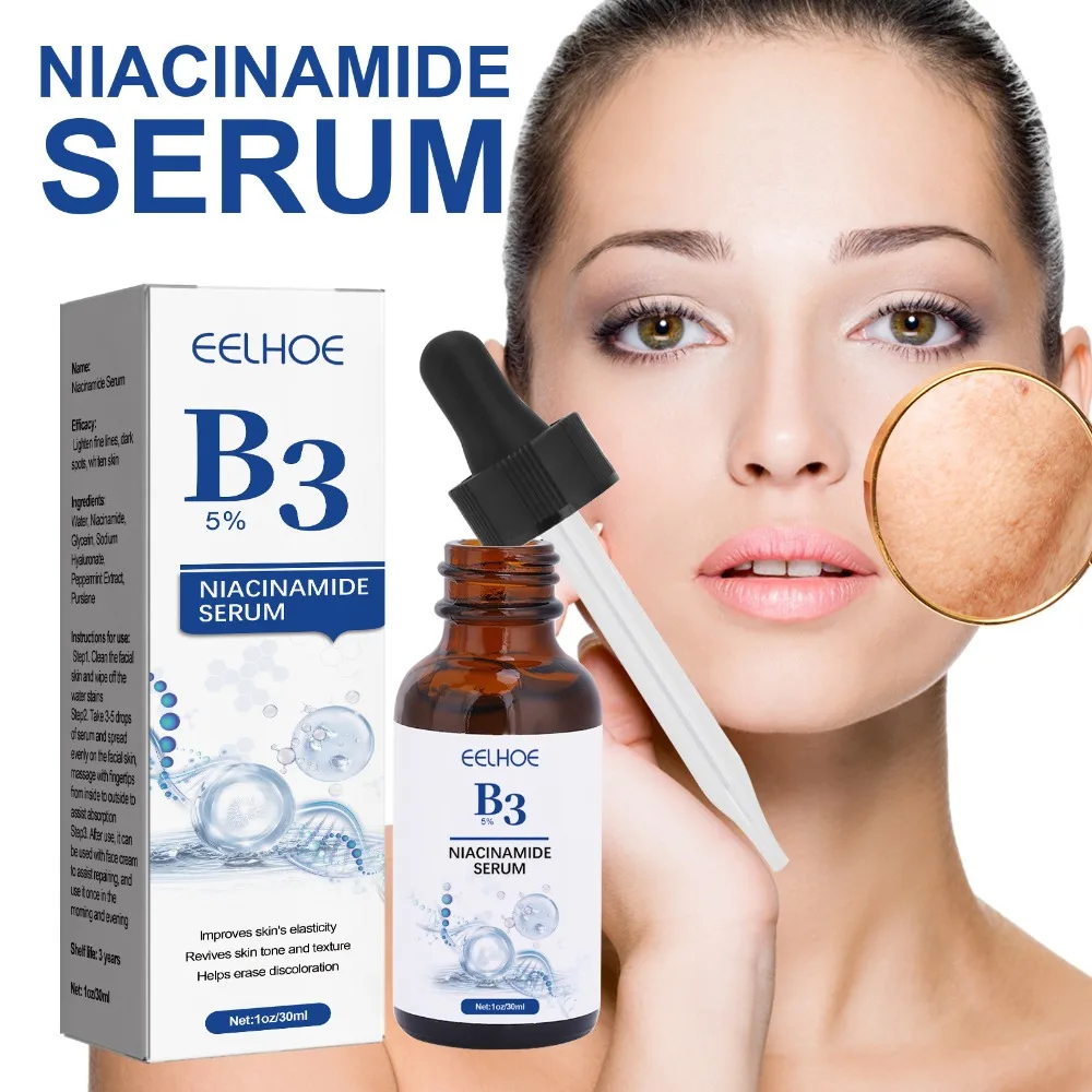 

Усадочная поры лица Сыворотка Niacinamide отбеливающая тусклые темные пятна для удаления меланина Антивозрастная увлажняющая осветляющая эссенция для лица