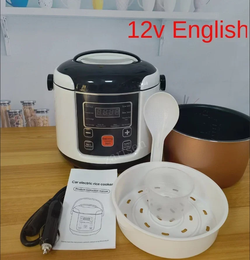 Electric Mini Rice Cooker MultiCooker Portable Car Rice Cooker 12V 24V Cooking Machine For Car and Truck English/Russica Menu 2L rice cooker,electric cooker