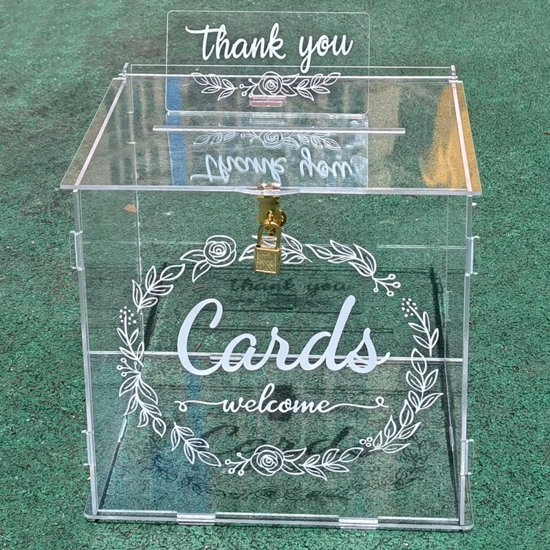 

Clear Acrylic Wedding Card Box Wedding Receptions Wishing Money Card Box Birthday Party Baby Shower Decorations