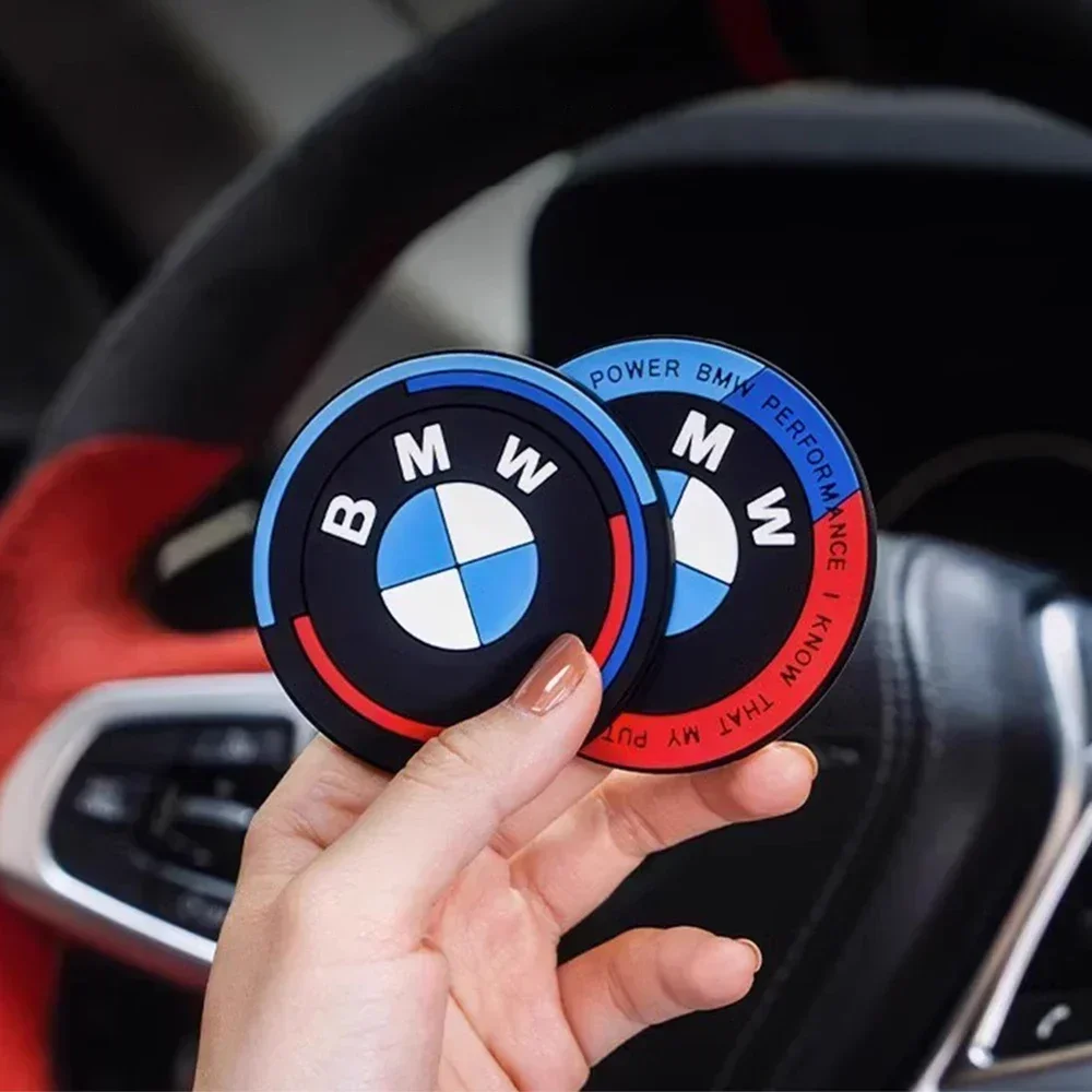 Car Cup Mat 2PCS FOR BMW X1 X2 X3 X4 X5 X6 1 2 3 4 5 6 Sereis F30 F34 E90 G20 F20 F21 F22 F07 F10 F11 E60 G30 F48 F15 G06 E83 car cup mat