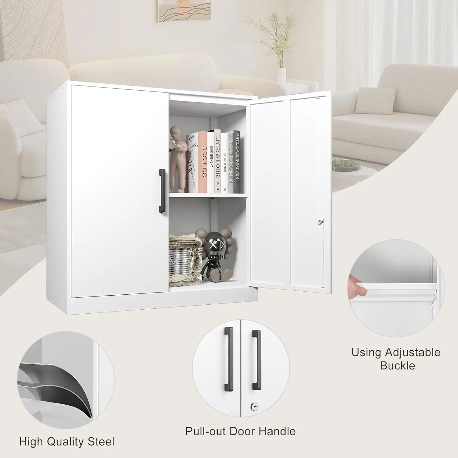 Wall Cabinet,Metal Storage Cabinet with Adjustable Shelf,Locking Wall Storage Cabinets,Steel Wall Mounted Cabinet for Hom 5