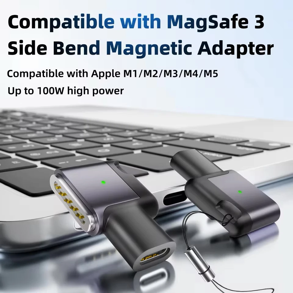 2026년형 PD 100W 타입-C to MagSafe 3 마그네틱 고속 충전 어댑터 (맥북 에어/프로 M1 M2 M3 M4 M5 호환)