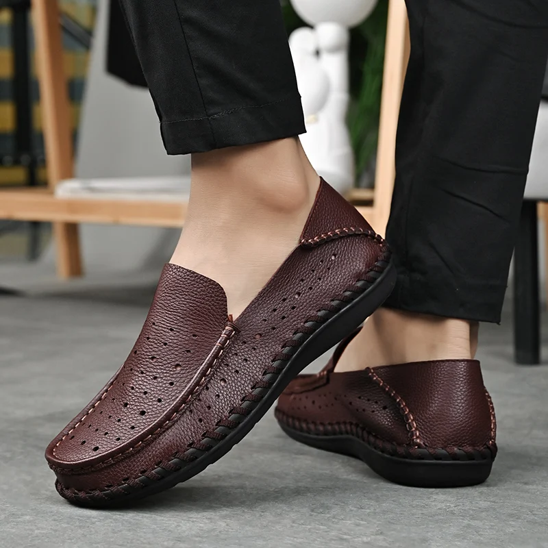 Golden Sapling Business Men Loafers Summer Men's Casual Shoes Genuine Leather Party Flats Leisure Formal Moccasins Male Loafer