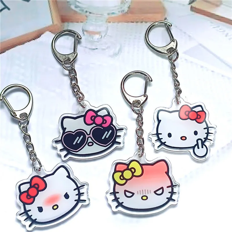 

Sanrio Keychain HelloKitty Anime Action Figures Cartoon Cute Acrylic Double Sided Pendant Bag Accessories Pendant Children Gifts