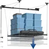 Overhead Garage Lifting Storage Rack, 4x4 Ft Heavy-Duty Metal Garage Ceiling Rack,300lbs Weight, Black 1