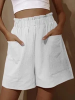 Summer New Loose Large Size Casual Shorts Women's Solid High Waist Casual Pants Two Pockets Wide Leg Pants Female Shorts Sport - Image 6
