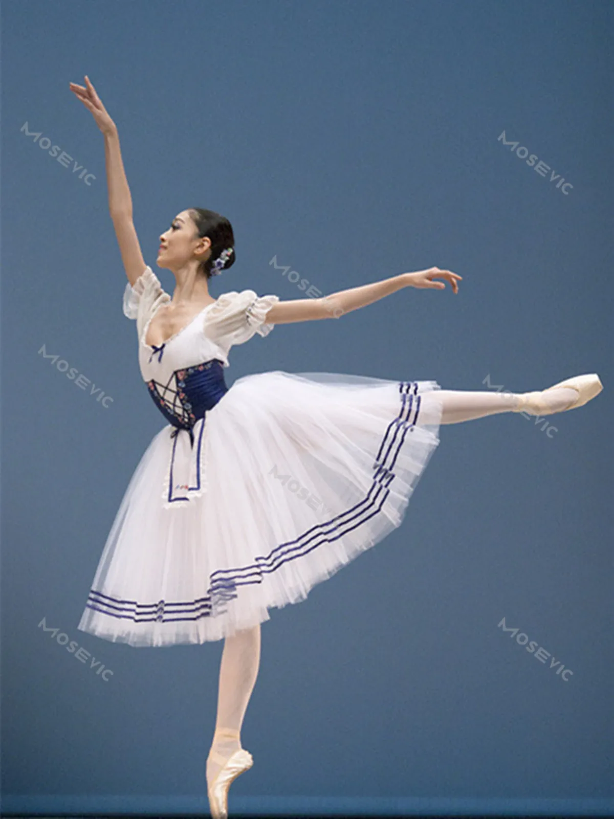 클래식 짧은 퍼프 소매 지젤 발레 코스튬, 성인 여성 롱 발레 레오타드 원피스, 전문 투투 소녀 발레 의류