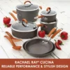 Ray Cucina Dishwasher Safe Hard Anodized Nonstick Cookware Pots and Pans Set, 12 Piece, Gray with Orange Handles 5