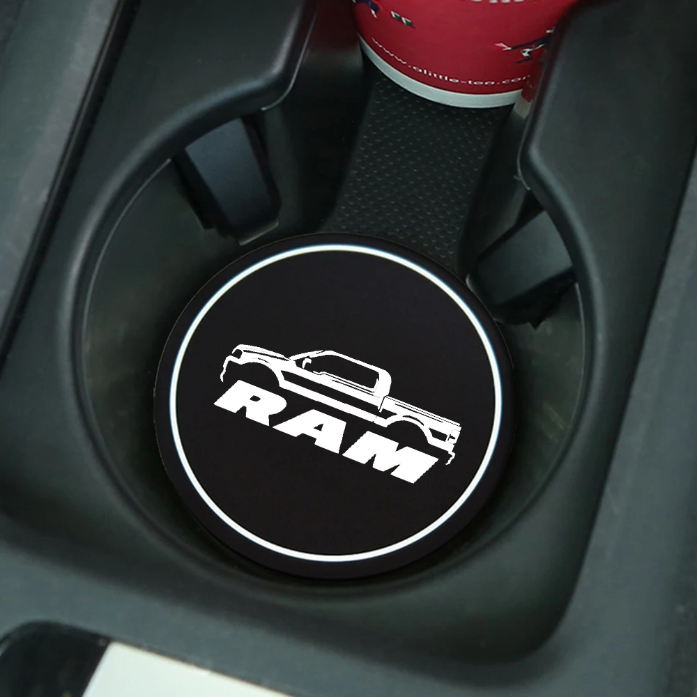 Car Coaster Pads 2Pcs Car Coasters Water Cup Slots Non-Slip Mat Waterproof Water Cup Mat Drink Pad For Dodge Ram 1500 2500 3500 Car Accessories cup holder coasters,car coaster pads