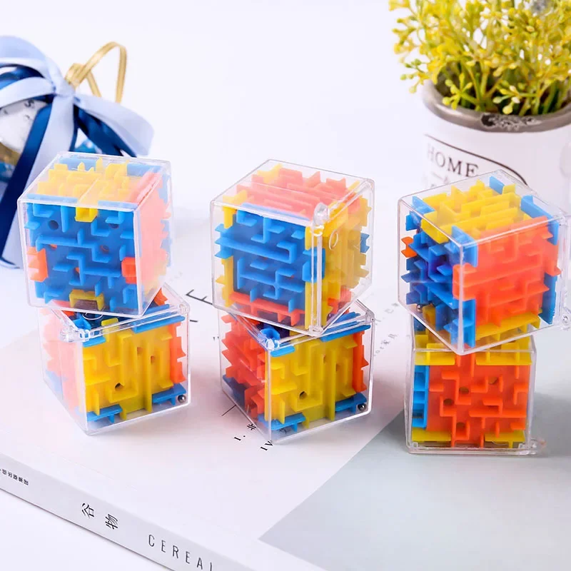 Mini Speed Cube Rolling Ball Game Cubos Maze Toys For Children Educational3D Maze Magic Cube Transparent Six-sided Puzzle 3