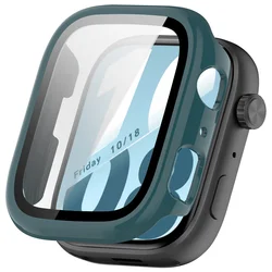 Tempered Glass Screen Protector with Hard PC Bumper Cover for Honor Watch X5I (橄榄绿)
