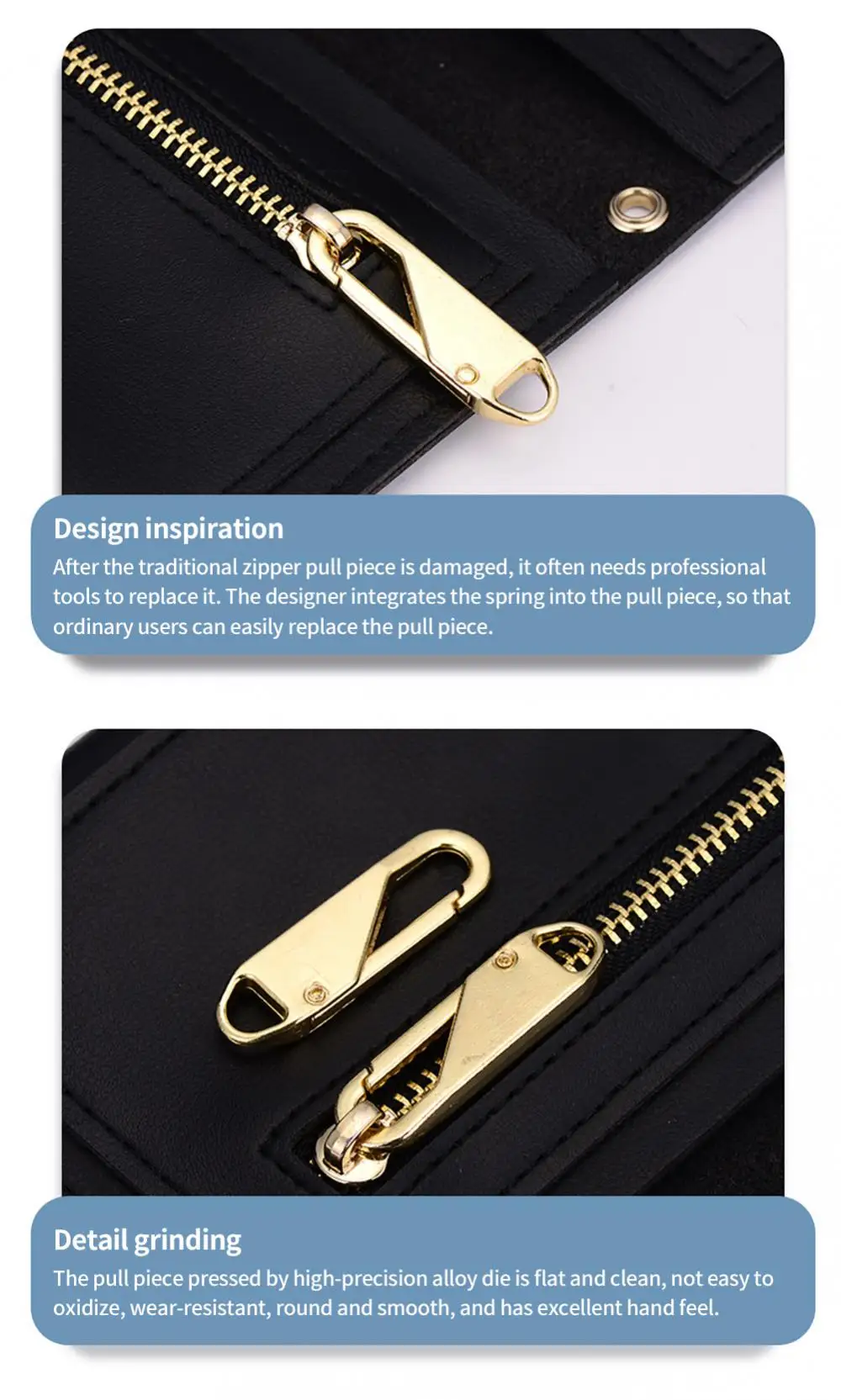 Tool-free Detachable Zipper Head Luggage Bag Clothes Shoes Zipper Metal Puller Pendant Pull DIY Accessories