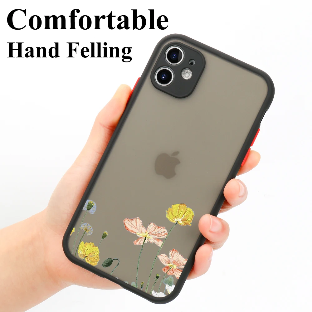 Fashion Flower Phone Case For iPhone 15 11 14 12 13 Pro Max X XR XS Max 12 13 Mini 14 15 Plus X XR XS Max Matte Shockproof Cover