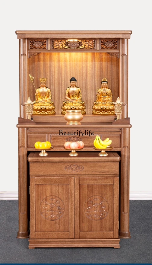 Legno massello nuovo stile cinese Buddha Cabinet Household Shrine Modern Light Luxury Simple altare Cabinet