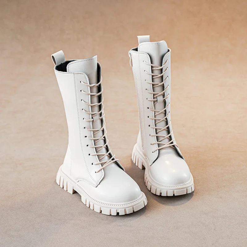 Elegant Zipper Baby Girl Fashion Boots Autumn/ Winter Warm Thick Sole Round Casual Lace Up Comfortable Children's Midsole Boots S3797e41bfe8a484b8e89e9e0bfea84ebe
