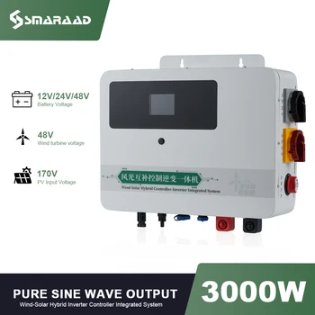 Dual MPPT 3000W พลังงานแสงอาทิตย์และลม Off Grid Controller อินเวอร์เตอร์แบบบูรณาการเครื่อง MPPT Pure Sine Wave Wind Solar เสริม 1