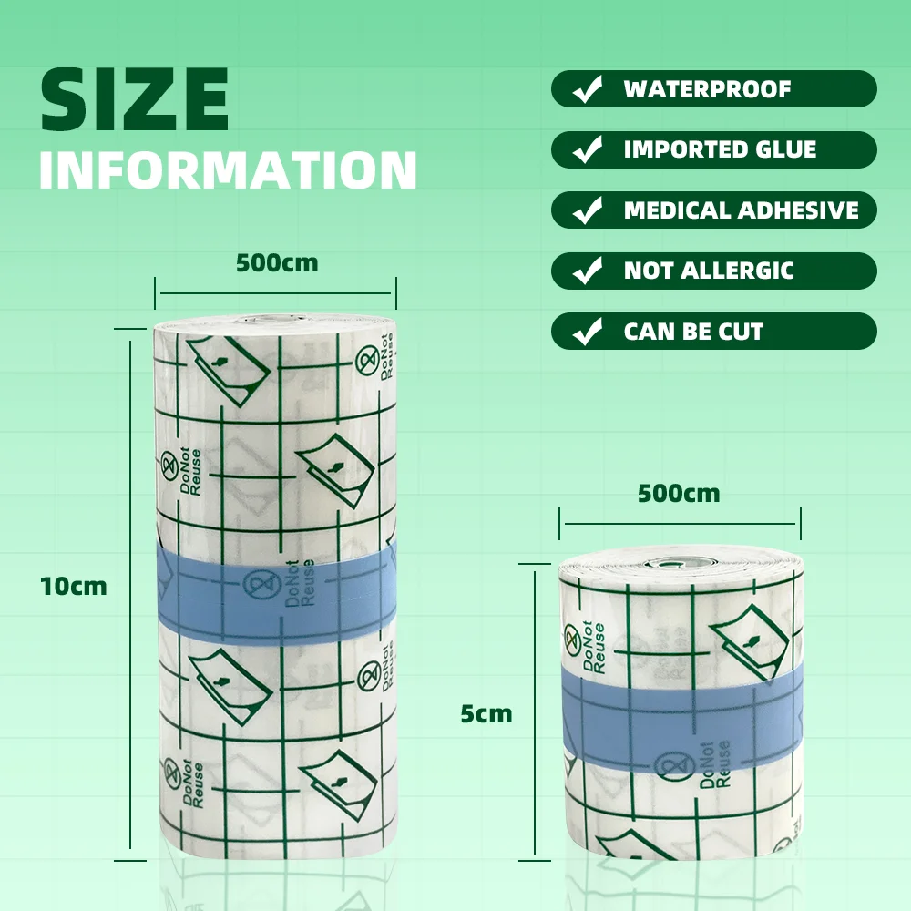 Medical Tattoo Aftercare Waterproof PU Film for Protective Skin Healing Bandages PU Tape Medicinal Wound Dressing Adhesive 3