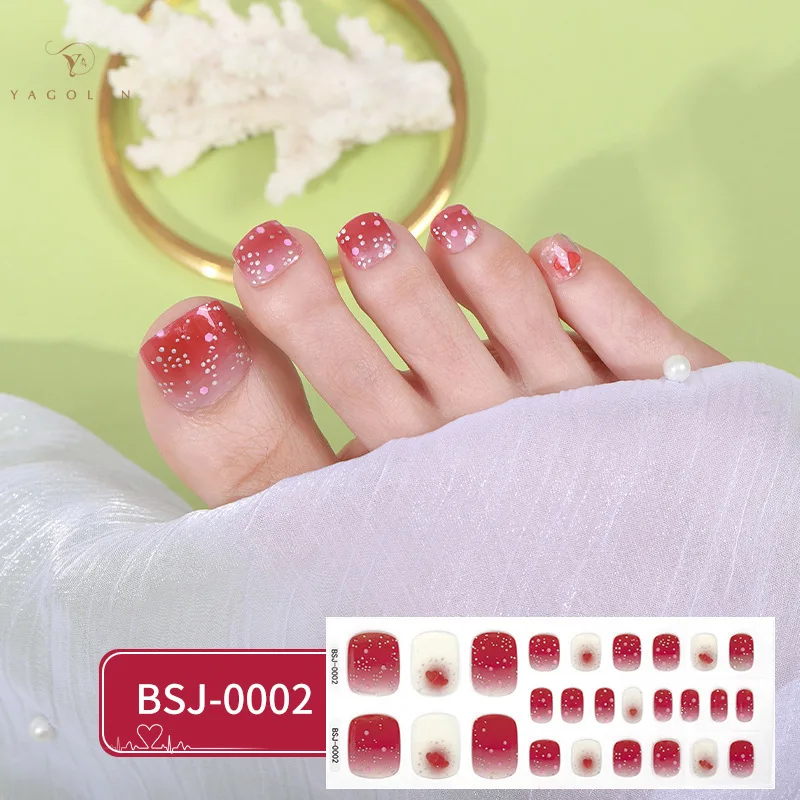 Hot Sale UV Semi Cured Gel Toenails Stickers Foot Strips Waterproof Nail Polish Wraps Adhesive Full Manicure Decor Nail Foil