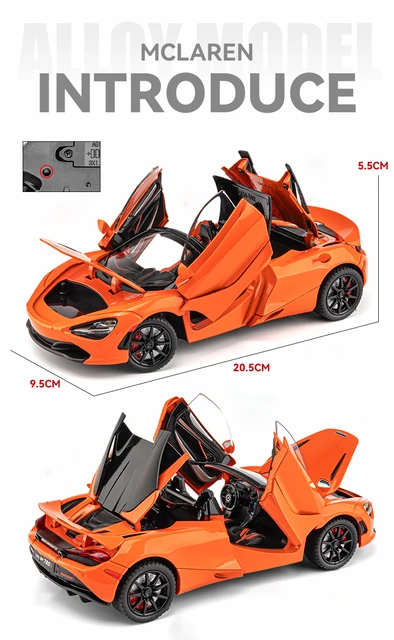 1:24 マクラーレン 720S スパイダースーパーカー合金車ダイ