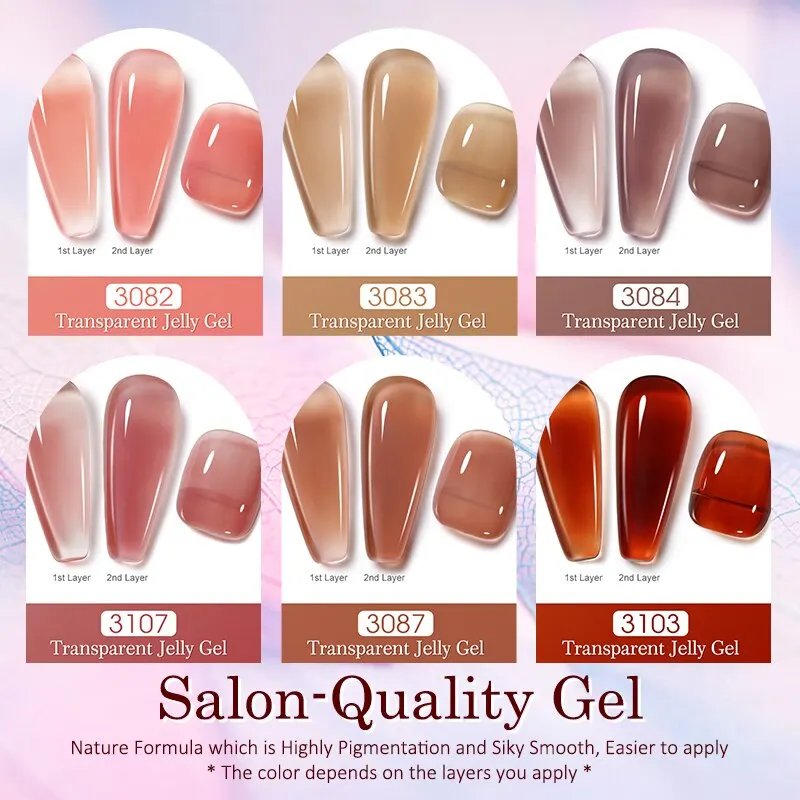 NAILCO 2PCS 젤리 컬러 젤 폴란드어 세트 15ml 반투명 핑크 누드 클리어 컬러 DIY 네일 아트 젤 바니시 UV LED 젤