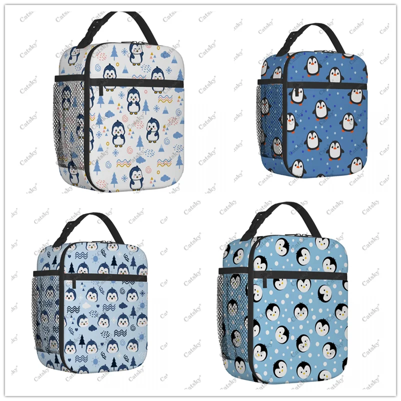

Penguins Pattern Portable aluminum foil thickened lunch bag waterproof and thermal insulation printed pattern lunchs tote bags