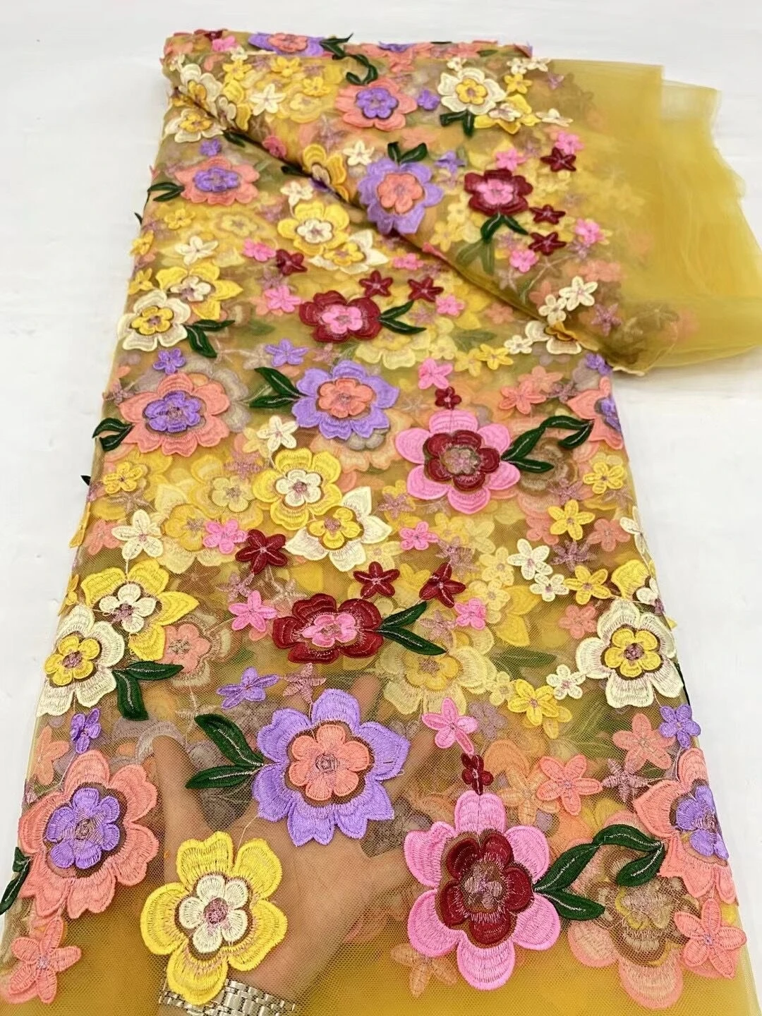 

Африканский нигерийский тюль, кружева ткань, высококачественное хлопковое свадебное платье, блестки для шитья, вышивки, 5 ярдов, DP0155,2024