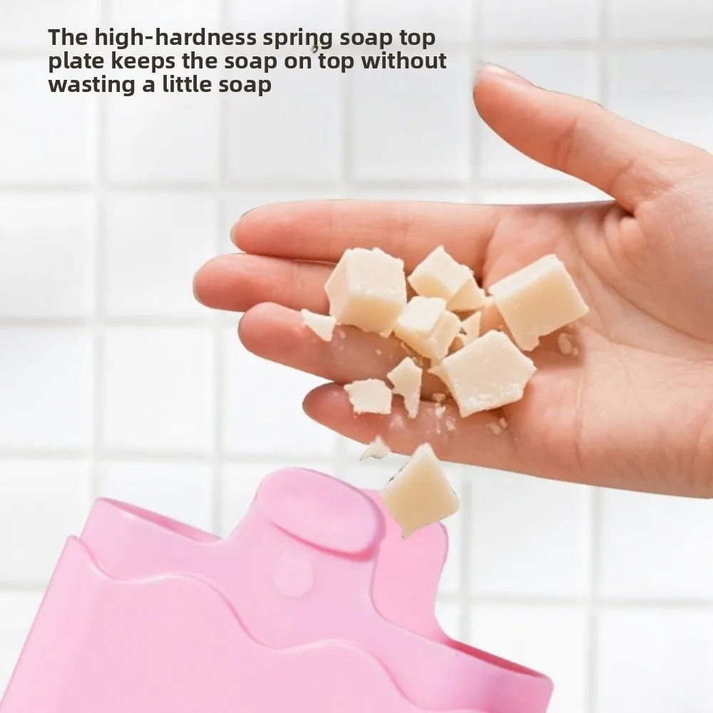 Plastic Multifunctional Soap Box with Brush and Non Slip Drain