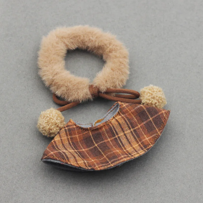 17cm Labubu Doll Clothes Christmas Plaid Plush Cloak Clothes Toys Korean Fashion Trends Macaron Sitting Party
