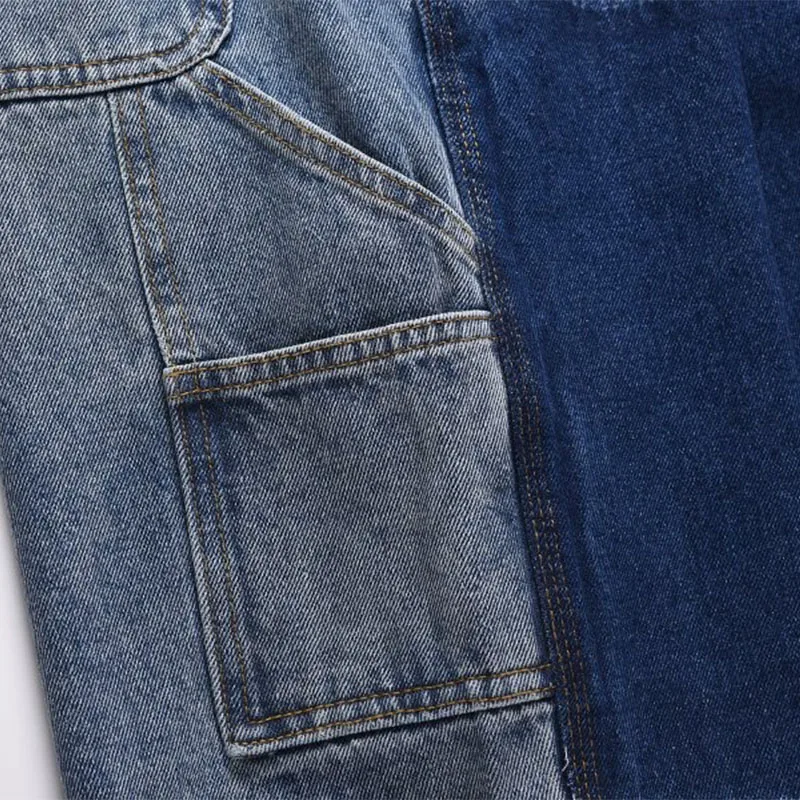 Retro Washed Denim Shorts Men's Straight Fold Jeans Shorts Streetwear Hip Hop Cowboy