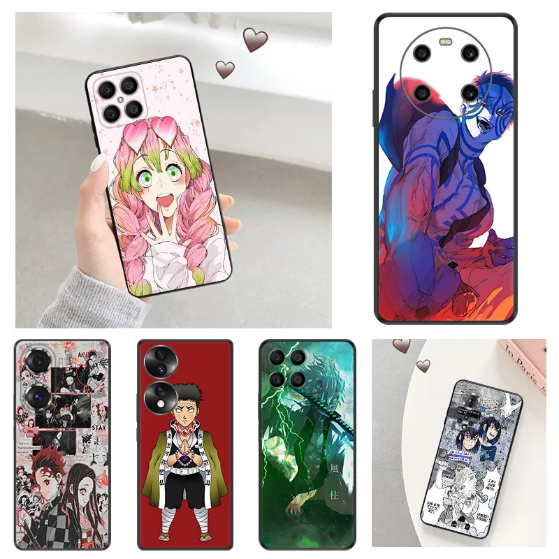 

For Honor 90 70 X9A X8 5G 8X X7 X6 X8A Magic 5 4 20 Lite 20i Pro Kimetsu No Yaiba Demon Slayer Matte Soft Phone Shell Case Cover