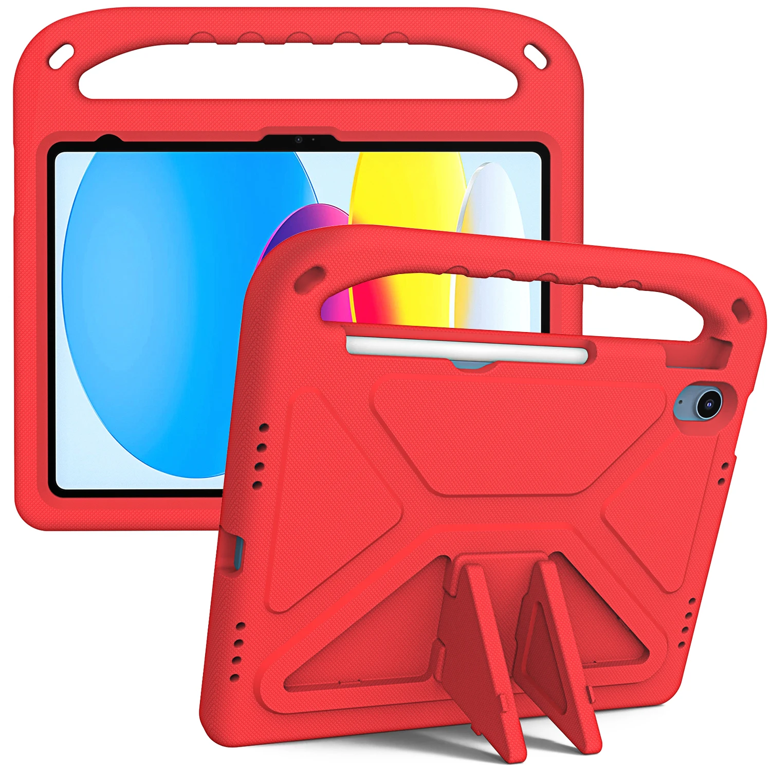 Children's Shockproof iPad Case with Handle, Built-in Stand, and Pen Slot