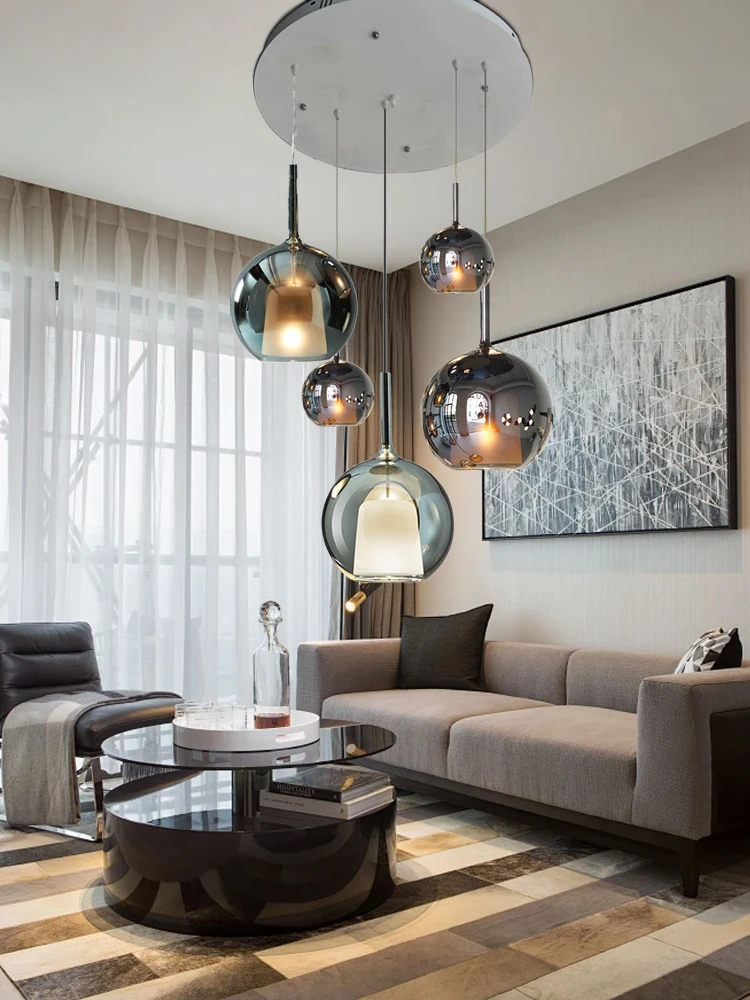 Designer Modern Colorful Glass Ball Ceiling Chandelier for Living Room Decoration Fashion Hanglamp Home-appliance